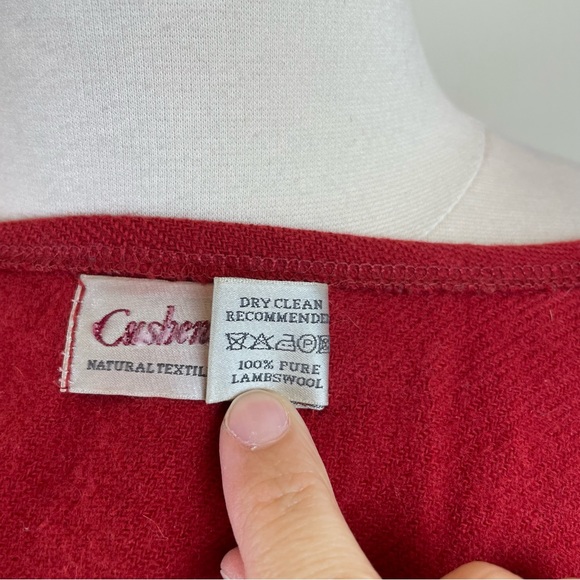 Cushendale Ireland Solid Red 100% Pure Lambswool Poncho Shawl Sweater Women - Picture 6 of 7